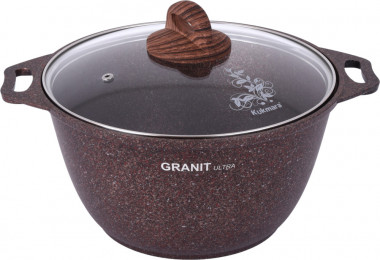 Кастрюля со стекл. крышкой 4л. Granit ultra(red) &mdash; Posudio