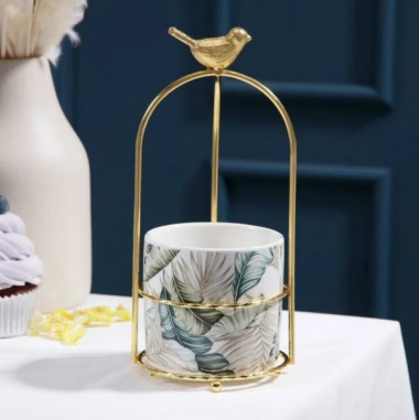 Конфетница "Папоротник.Птичка", 220мл, 9х20,5 см &mdash; Posudio