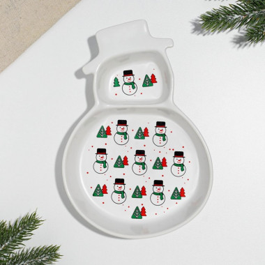 Менажница «Снеговики», 14 х 20 х 3 см &mdash; Posudio