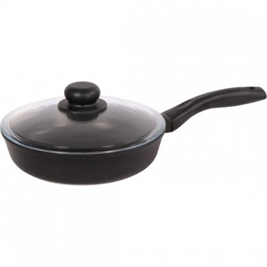 Сковорода &quot;Классик&quot; (280 мм) со стеклянной крышкой и бакелитовой ручкой, БИОЛ 2807ПС — Posudio