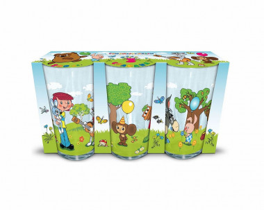 Набор стаканов 3пр  "Винни Пух, Чебурашка, Простоквашено" &mdash; Posudio