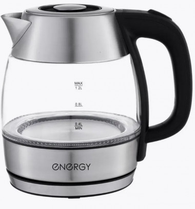 Чайник ENERGY E-222 (1.2л) стекло, пластик, цвет черный &mdash; Posudio