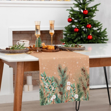 Дорожка на стол новогодняя &quot;Этель&quot; Fir branches 40*146 см, 100% хлопок, саржа 190 г/м2 — Posudio