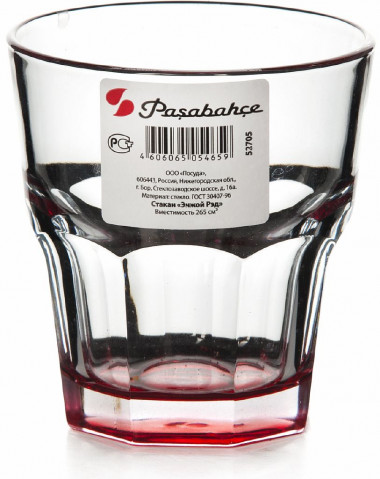 Стакан 265мл. Энжой Рэд дно красн. — Posudio