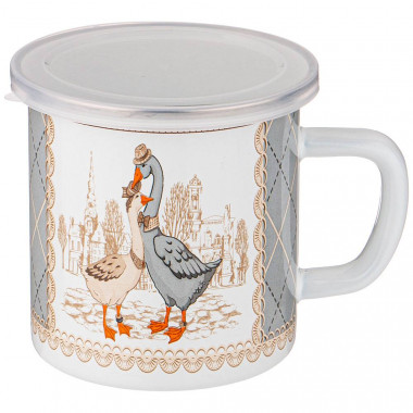 Кружка эмалир. с пласт. крышкой  650мл. — Posudio