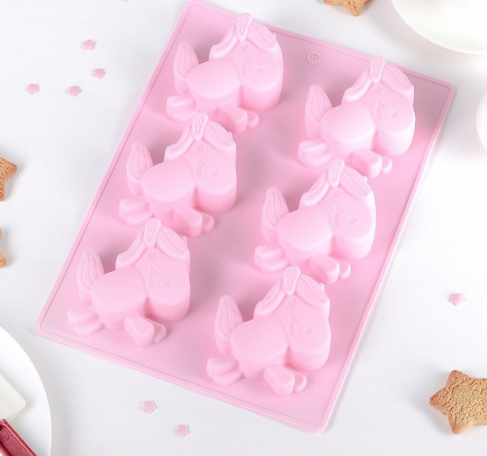 Форма для выпечки 6 ячеек "Единорог" 28x20x3 см (9,5х7,5 см), цвет МИКС фото 1 — Posudio