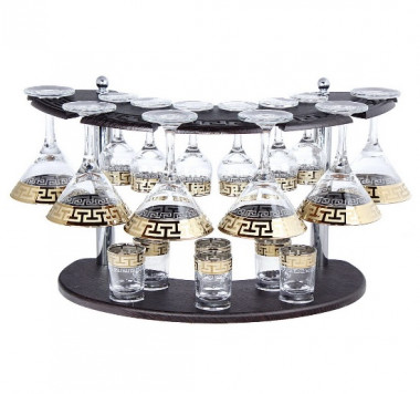 Набор с барной стойкой 19пр.  с рис&quot;Греческий узор&quot; (Гусь Хрусталь) — Posudio