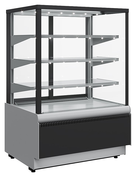 Витрина кондитерская Carboma KC70 VV 1,3-1 Standard Техно (9006-9005, черная) фото 1 — Posudio