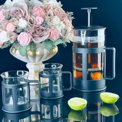 Френч-пресс 1000мл. и 2 стакана 200мл. в под.уп.(х12)Стекло 139-036 фото 1 — Posudio