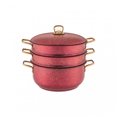Кастрюля-мантоварка "Red Qeen" трехслойное покр granit(Турция) &mdash; Posudio