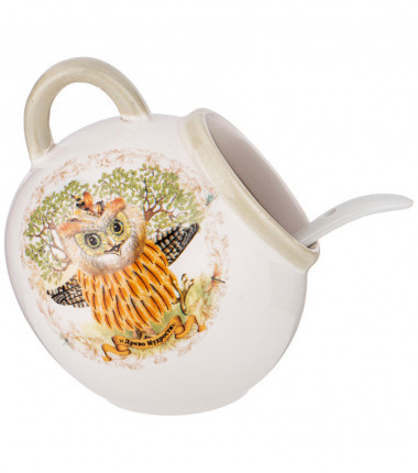 СОЛОНКА С ЛОЖКОЙ "ДЕРЕВО МУДРОСТИ" 9,5*9,5 СМ. ВЫСОТА=10 СМ. / 170 МЛ. &mdash; Posudio