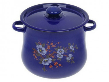 Кастрюля грушевидн 5,5л декор кобальт. с пласт кнопкой Лысьвенск — Posudio