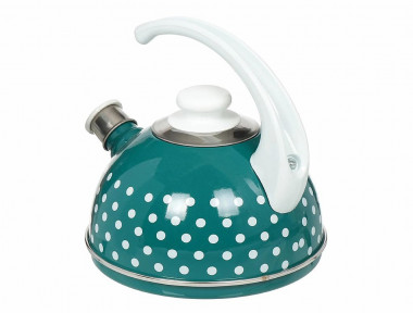 Чайник 2,5л бирюзовый(бел мет.подвиж.ручка) с рис. — Posudio