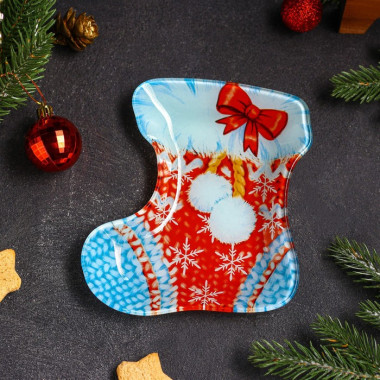 Блюдо сервировочное Доляна «Сапожок. Бубенчики», 16×14×1,5 см — Posudio