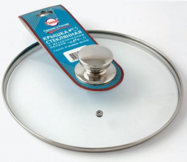 Крышка 28см. стекл обод с метал. ручкой  («TimA») &mdash; Posudio