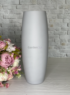 Ваза д/цветов "НАНО"  серебро с белым шамот. с декором &mdash; Posudio