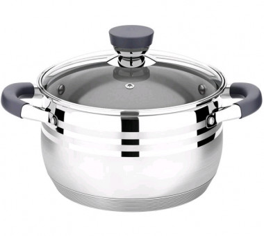 Кастрюля нерж MERCURY 2.1л. капсул индукц дно, крышка LR02-470 — Posudio