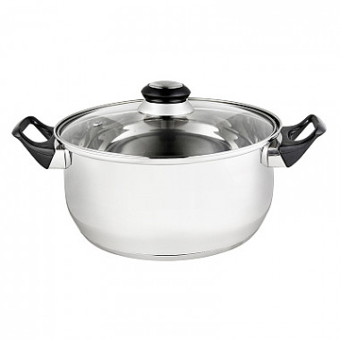 Кастрюля CLASSICA, объем 4,5 л, из нержавеющей стали со стекл крышкой, с бакелитовыми ручками* — Posudio