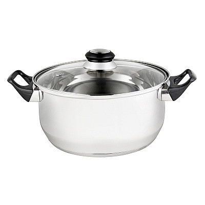 Кастрюля CLASSICA, объем 4,5 л, из нержавеющей стали со стекл крышкой, с бакелитовыми ручками* фото 1 — Posudio