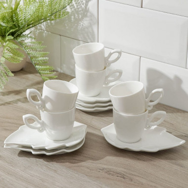 Сервиз кофейный 12 пред "Эстет" 6 чашек 90 мл, 6 блюдец 14х10 см &mdash; Posudio