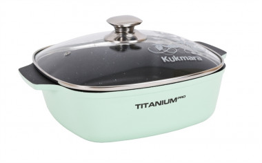 Кастрюля-жаровня 5л с квадр.стек.крыш. 280*280 (КУКМАРА) Titanium pro &mdash; Posudio