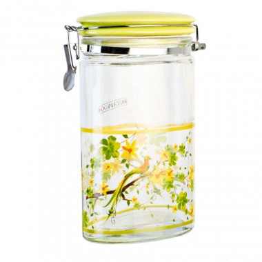 Банка стекл. овал. с кер. крыш. 1200мл (Paradise Bird) &mdash; Posudio