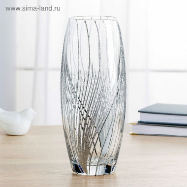 Ваза &quot;Роскошное серебро&quot; 8х11х26 см прозрачная — Posudio