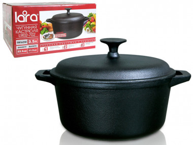 Кастрюля чуг. 3,5л 23,5*11,5см крышк. лит. ручк. (LARA), LR02-702 — Posudio