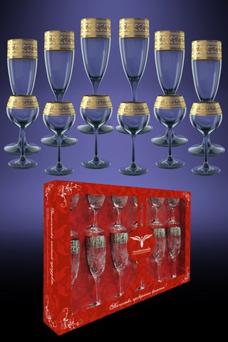 Набор 12пр. с рис. &quot;Версаче&quot; (Гусь Хрусталь) — Posudio