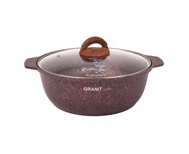 Кастрюля-жаровня 4л со стек.крыш. Granit ultra red (КУКМАРА) &mdash; Posudio