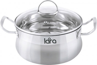 Кастрюля нерж (Gracia ) 2.6л. капсул индукц дно, крышка  стекл. LR02-51 — Posudio