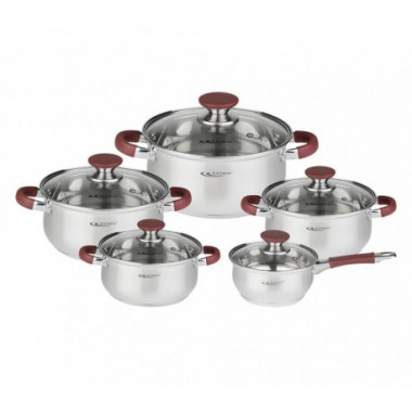 Набор кастрюль 10пр [БЕРТА] (ковш 1,5л +2,0л+3,0л+4,0л+5,0л) в подарупак — Posudio