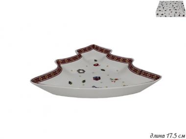 Блюдо ЁЛКА 17,5см НОВЫЙ ГОД в под.уп.(х48) Фарфор 105-622 &mdash; Posudio