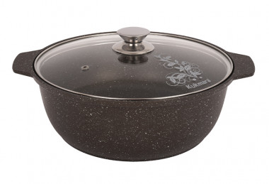 Кастрюля-жаровня 4л со стек.крыш. (КУКМАРА) кофейный мрамор &mdash; Posudio