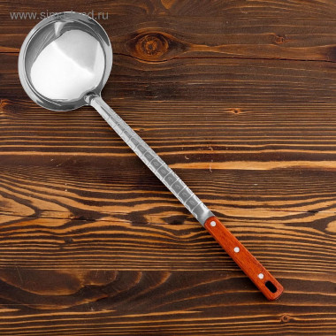 Поварешка для казана узбекская 42см, диаметр 14см с деревянной ручкой — Posudio