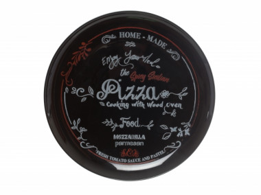 Блюдо д/пиццы ФРЕНДС ТАЙМ БЛЕК декор &mdash; Posudio