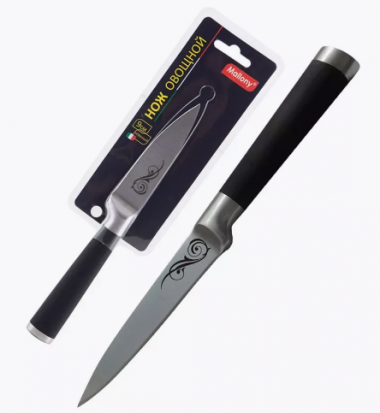 Нож с прорезиненной рукояткой MAL-07RS  для овощей, 9см. — Posudio