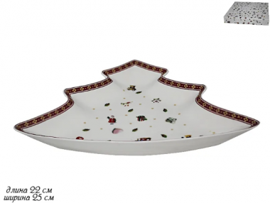 Блюдо ЁЛКА 25,5х21см НОВЫЙ ГОД в под.уп.(х24) Фарфор 105-623 &mdash; Posudio