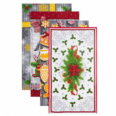 Набор полотенец кух.4шт.Доляна&quot;Подарок&quot;35*60см.(100%хл.) — Posudio