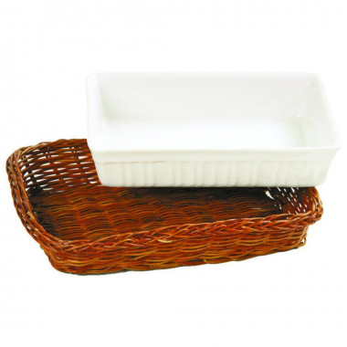 Блюдо фарфор д/запекания и подачи с плетенной подст. 17,5*11,5*3,5см.&quot;Ля Шеф&quot; — Posudio