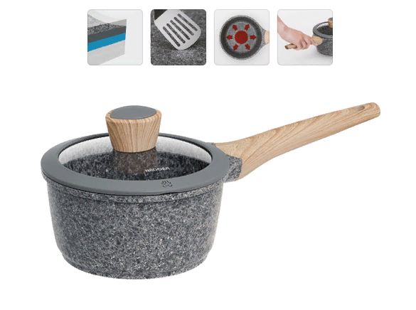 Ковш с антипригарным покрытием, с крышкой, 16 см/1,4 л, Nadoba Mineralica, NAD728414 фото 1 — Posudio