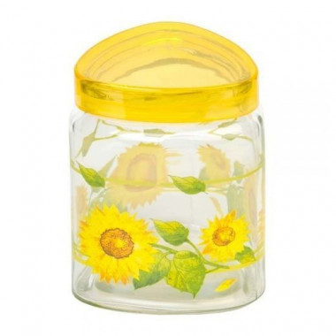 Банка стекл. треуг. с плас. крыш. 600мл (Sunflower) &mdash; Posudio