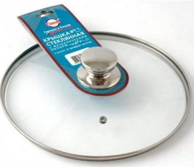 Крышка 26см. стекл обод с метал. ручкой  («TimA») &mdash; Posudio
