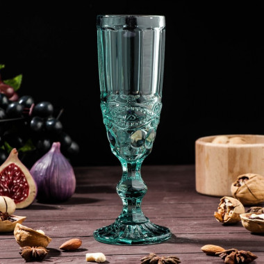 Бокал для шампанского &quot;Ла-Манш&quot; 160 мл,  7х20 см, цвет бирюзовый — Posudio