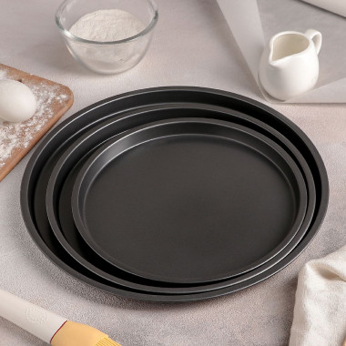 Набор форм для выпечки с а/п покрытием 3 шт "Жаклин.Пицца" 31/27/24х1,5 см &mdash; Posudio