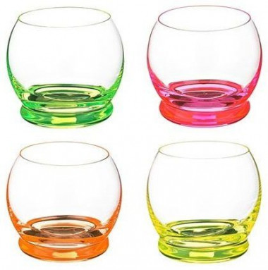 Стакан для виски 390мл (4шт) Crystal Bohemia Crazy Neon 25250/D4904/390 &mdash; Posudio