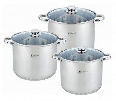 Набор кастрюль  RS/CW 2503-06 6 пр./ 11,3л. 13,6л. 16,3л.;/5-шаговое дно (х4) — Posudio
