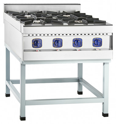 Плита газовая кухонная 4-х горелочная ПГК-49П на подставке(нерж. с кр.подст.) — Posudio