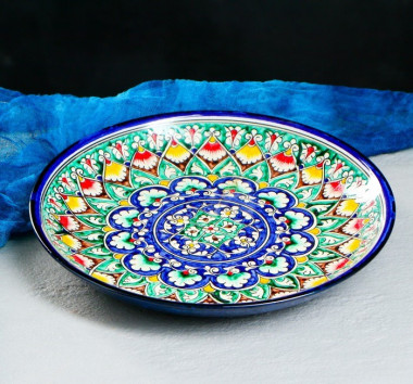 Ляган Риштанская Керамика &quot;Узоры&quot;, 28 см, синий — Posudio