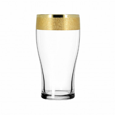 Набор 2 пивных бокала с рис. Золотой карат (Гусь Хрусталь) KAV22-1973 — Posudio